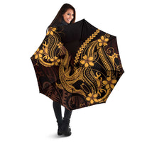 Gold Black Aloha Hawaii Umbrella Polynesian Shark Tattoo With Plumeria LT14 - Polynesian Pride