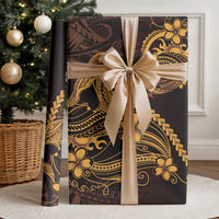 Gold Black Aloha Hawaii Wrapping Paper Polynesian Shark Tattoo With Plumeria LT14 - Polynesian Pride