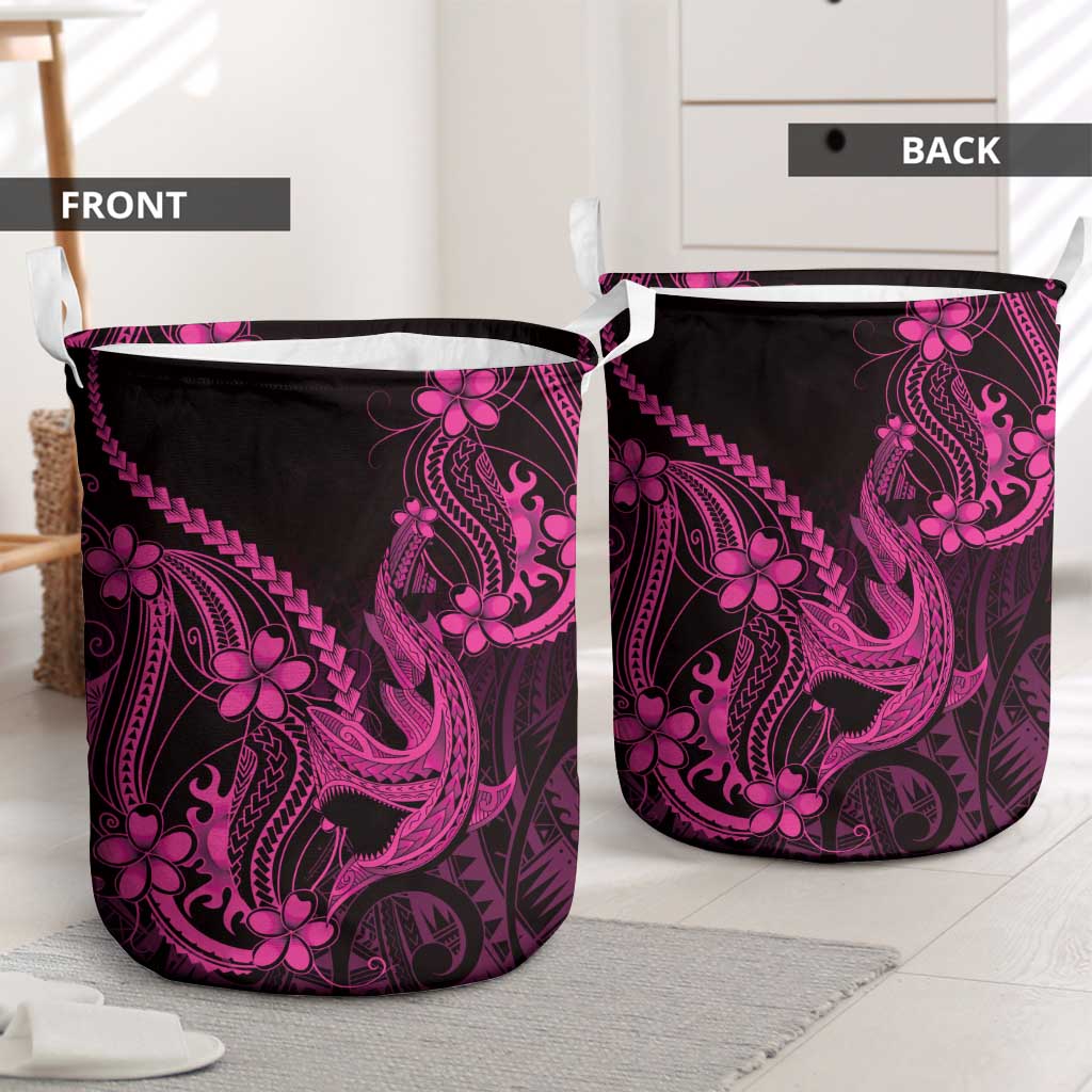 Pink Black Aloha Hawaii Laundry Basket Polynesian Shark Tattoo With Plumeria LT14 - Polynesian Pride