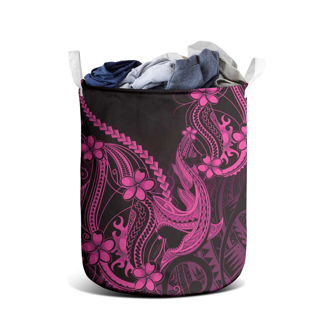 Pink Black Aloha Hawaii Laundry Basket Polynesian Shark Tattoo With Plumeria LT14 - Polynesian Pride