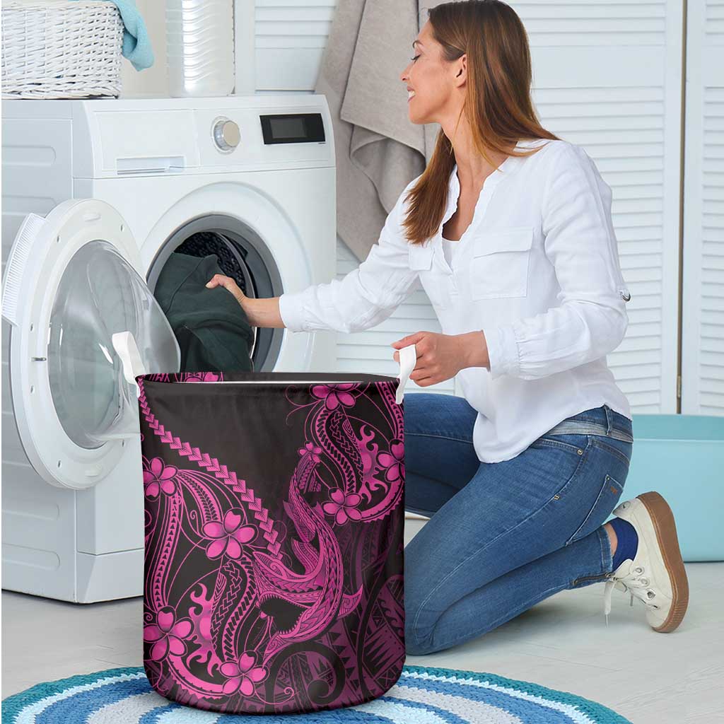 Pink Black Aloha Hawaii Laundry Basket Polynesian Shark Tattoo With Plumeria LT14 - Polynesian Pride
