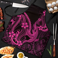 Pink Black Aloha Hawaii Apron Polynesian Shark Tattoo With Plumeria LT14 Pink - Polynesian Pride
