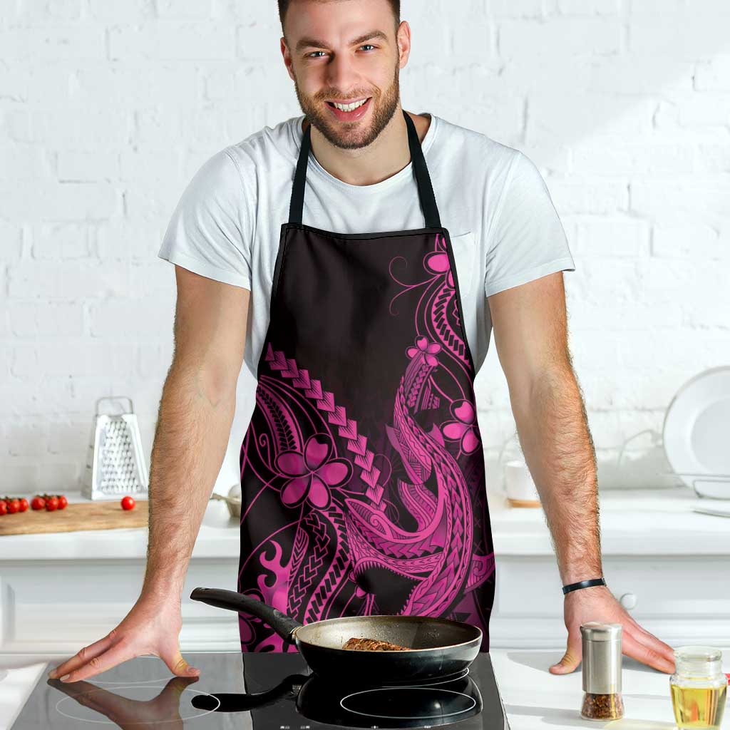 Pink Black Aloha Hawaii Apron Polynesian Shark Tattoo With Plumeria LT14 - Polynesian Pride