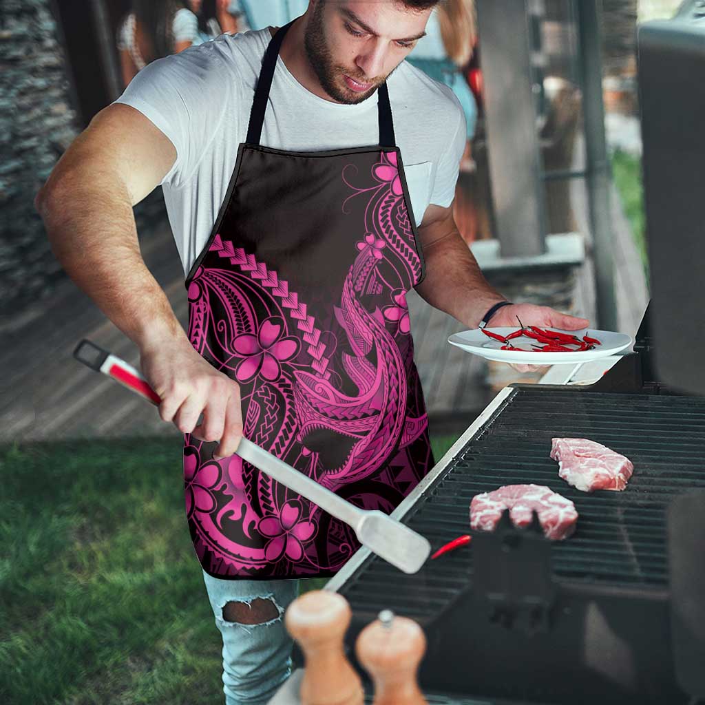 Pink Black Aloha Hawaii Apron Polynesian Shark Tattoo With Plumeria LT14 - Polynesian Pride