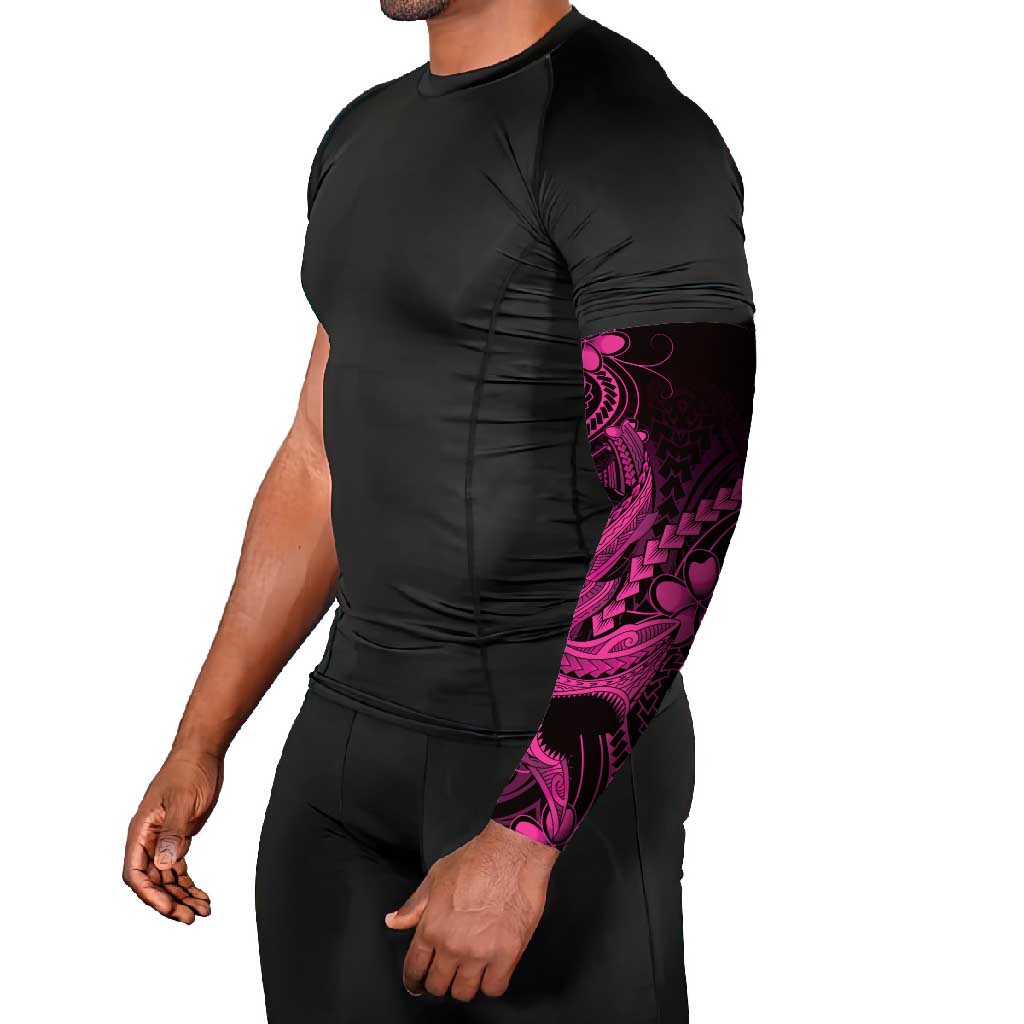 Pink Black Aloha Hawaii Arm Sleeves Polynesian Shark Tattoo With Plumeria LT14 - Polynesian Pride