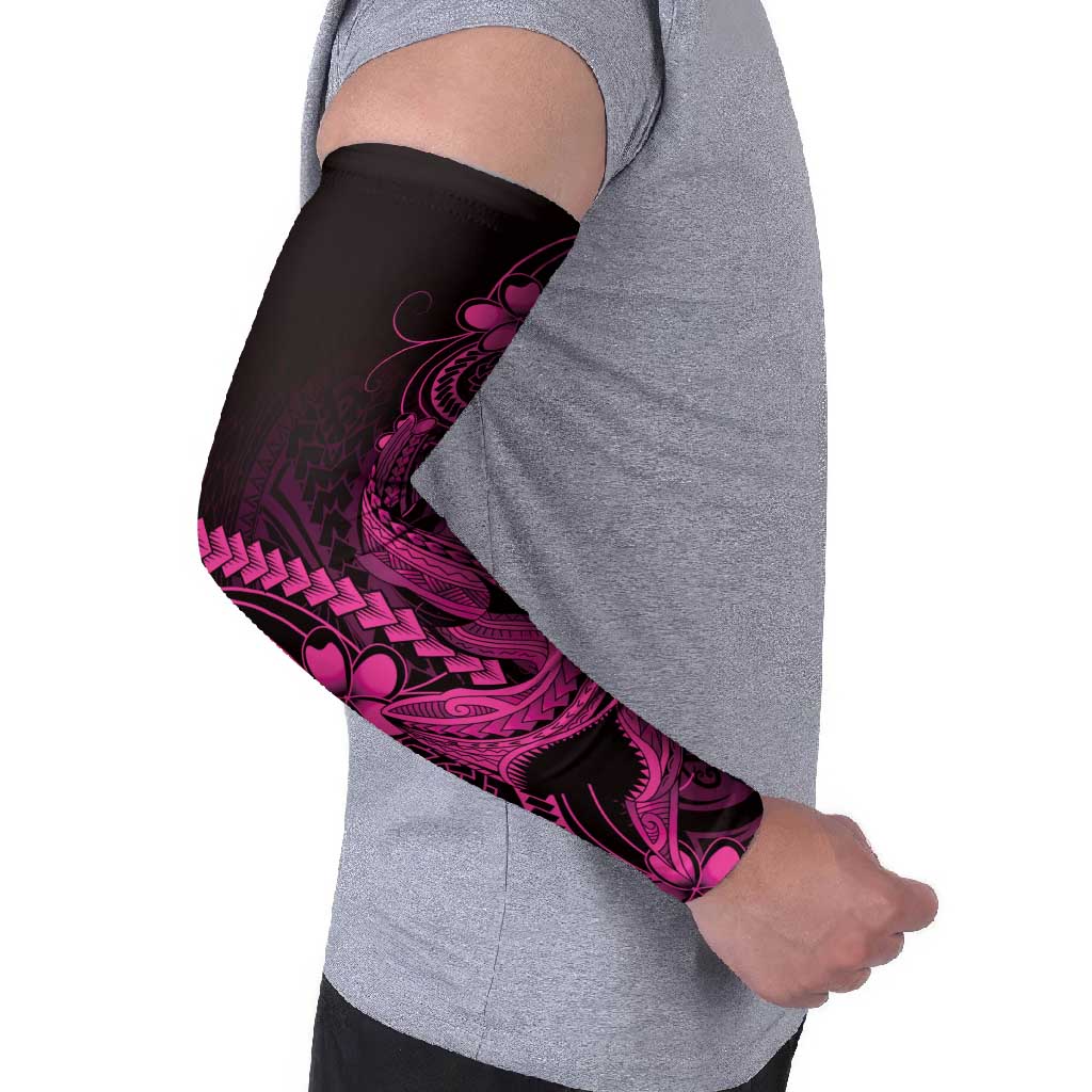 Pink Black Aloha Hawaii Arm Sleeves Polynesian Shark Tattoo With Plumeria LT14 - Polynesian Pride