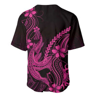 Pink Black Aloha Hawaii Baseball Jersey Polynesian Shark Tattoo With Plumeria LT14 - Polynesian Pride