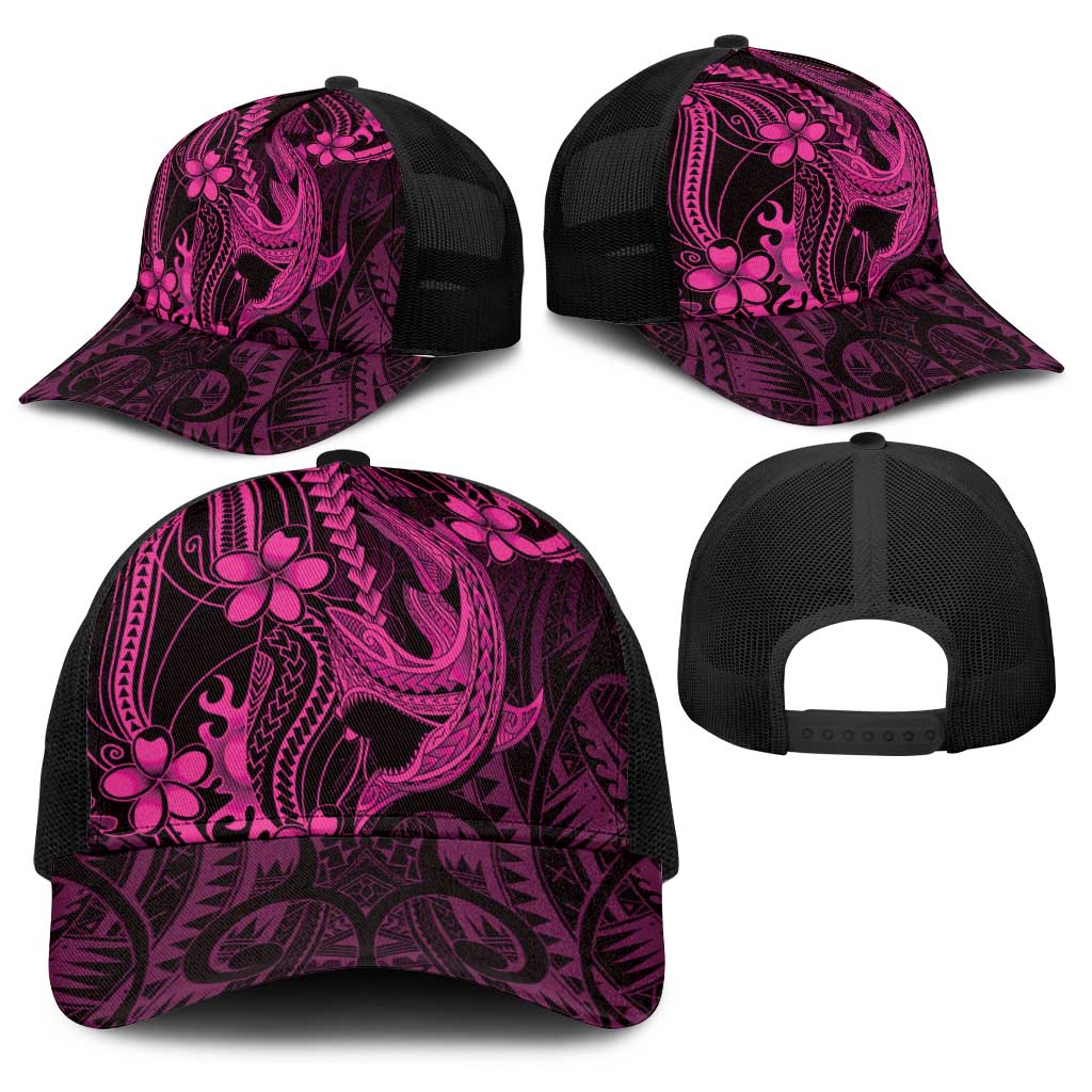 Pink Black Aloha Hawaii Baseball Net Cap Polynesian Shark Tattoo With Plumeria LT14 - Polynesian Pride