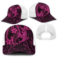 Pink Black Aloha Hawaii Baseball Net Cap Polynesian Shark Tattoo With Plumeria LT14 - Polynesian Pride