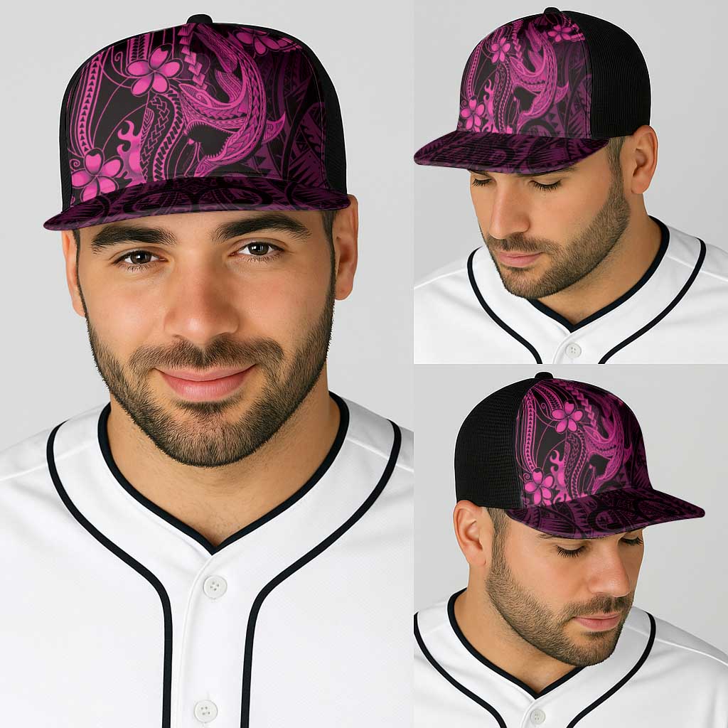 Pink Black Aloha Hawaii Baseball Net Cap Polynesian Shark Tattoo With Plumeria LT14 - Polynesian Pride