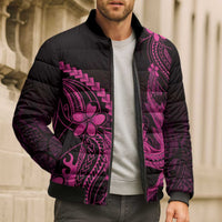 Pink Black Aloha Hawaii Bomber Puffer Jacket Polynesian Shark Tattoo With Plumeria LT14 - Polynesian Pride