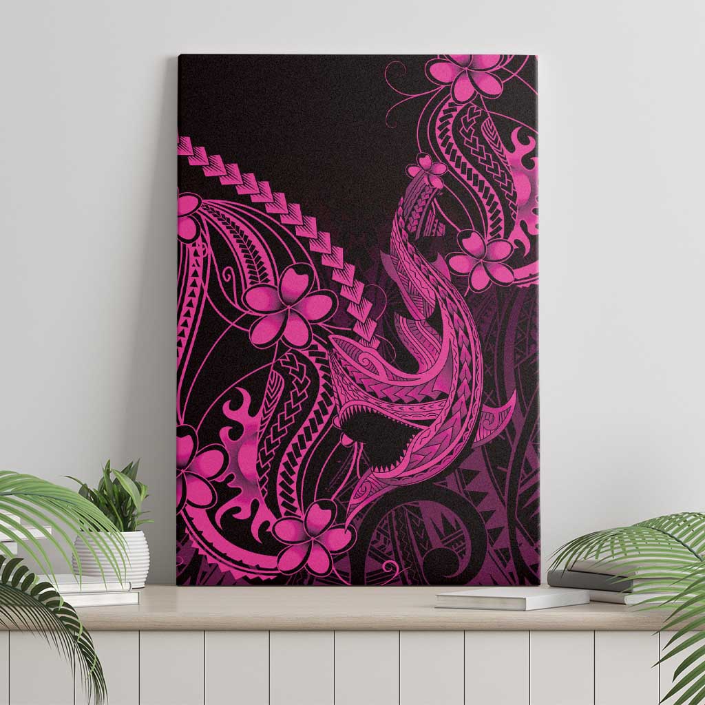 Pink Black Aloha Hawaii Canvas Wall Art Polynesian Shark Tattoo With Plumeria LT14 - Polynesian Pride