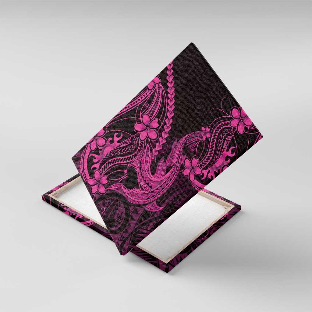 Pink Black Aloha Hawaii Canvas Wall Art Polynesian Shark Tattoo With Plumeria LT14 With Frame Pink - Polynesian Pride