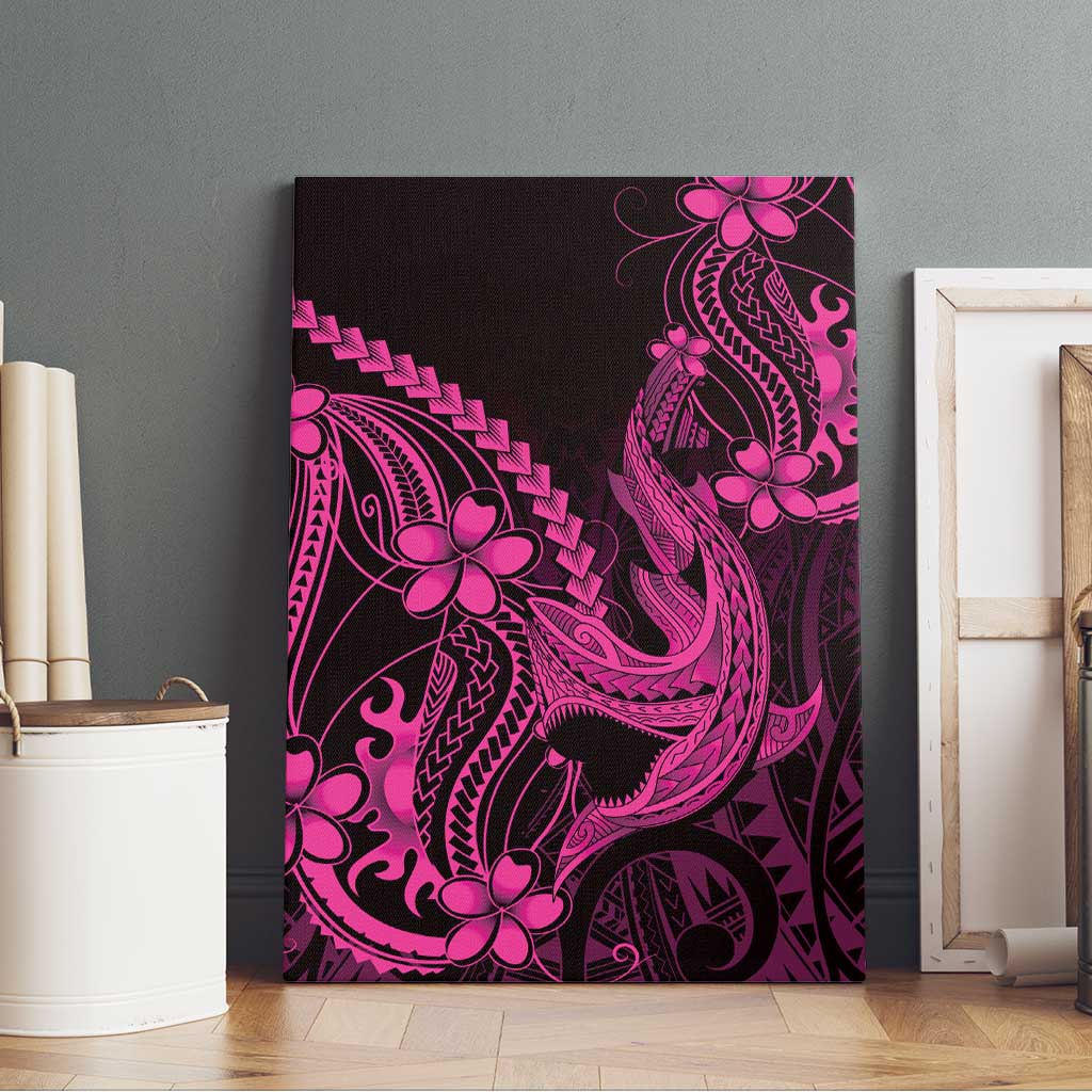 Pink Black Aloha Hawaii Canvas Wall Art Polynesian Shark Tattoo With Plumeria LT14 - Polynesian Pride