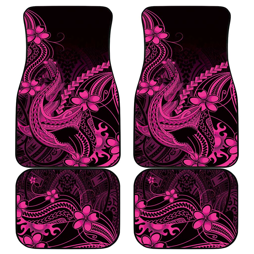 Pink Black Aloha Hawaii Car Mats Polynesian Shark Tattoo With Plumeria LT14 - Polynesian Pride