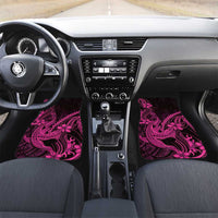 Pink Black Aloha Hawaii Car Mats Polynesian Shark Tattoo With Plumeria LT14 Set 2pcs - Front Pink - Polynesian Pride