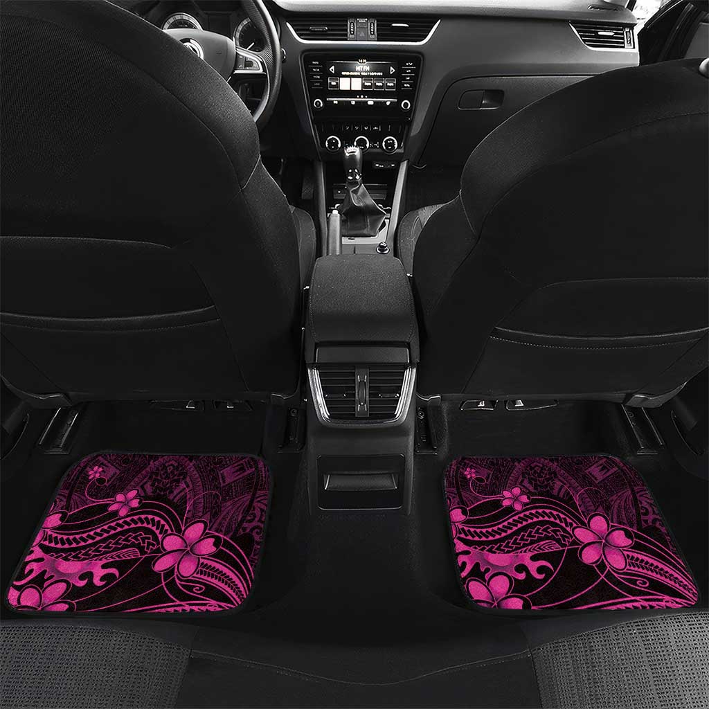 Pink Black Aloha Hawaii Car Mats Polynesian Shark Tattoo With Plumeria LT14 Set 2pcs - Back Pink - Polynesian Pride
