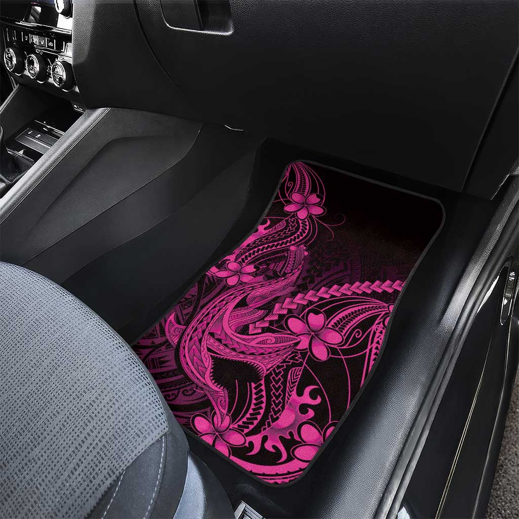 Pink Black Aloha Hawaii Car Mats Polynesian Shark Tattoo With Plumeria LT14 - Polynesian Pride