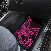 Pink Black Aloha Hawaii Car Mats Polynesian Shark Tattoo With Plumeria LT14 - Polynesian Pride