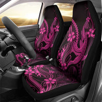 Pink Black Aloha Hawaii Car Seat Cover Polynesian Shark Tattoo With Plumeria - Polynesian Pride