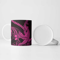 Pink Black Aloha Hawaii Ceramic Mug Polynesian Shark Tattoo With Plumeria LT14 - Polynesian Pride