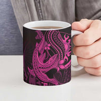 Pink Black Aloha Hawaii Ceramic Mug Polynesian Shark Tattoo With Plumeria LT14 - Polynesian Pride