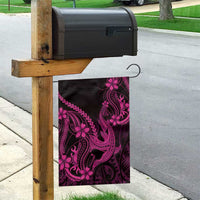 Pink Black Aloha Hawaii Garden Flag Polynesian Shark Tattoo With Plumeria - Polynesian Pride