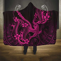 Pink Black Aloha Hawaii Hooded Blanket Polynesian Shark Tattoo With Plumeria LT14 - Polynesian Pride