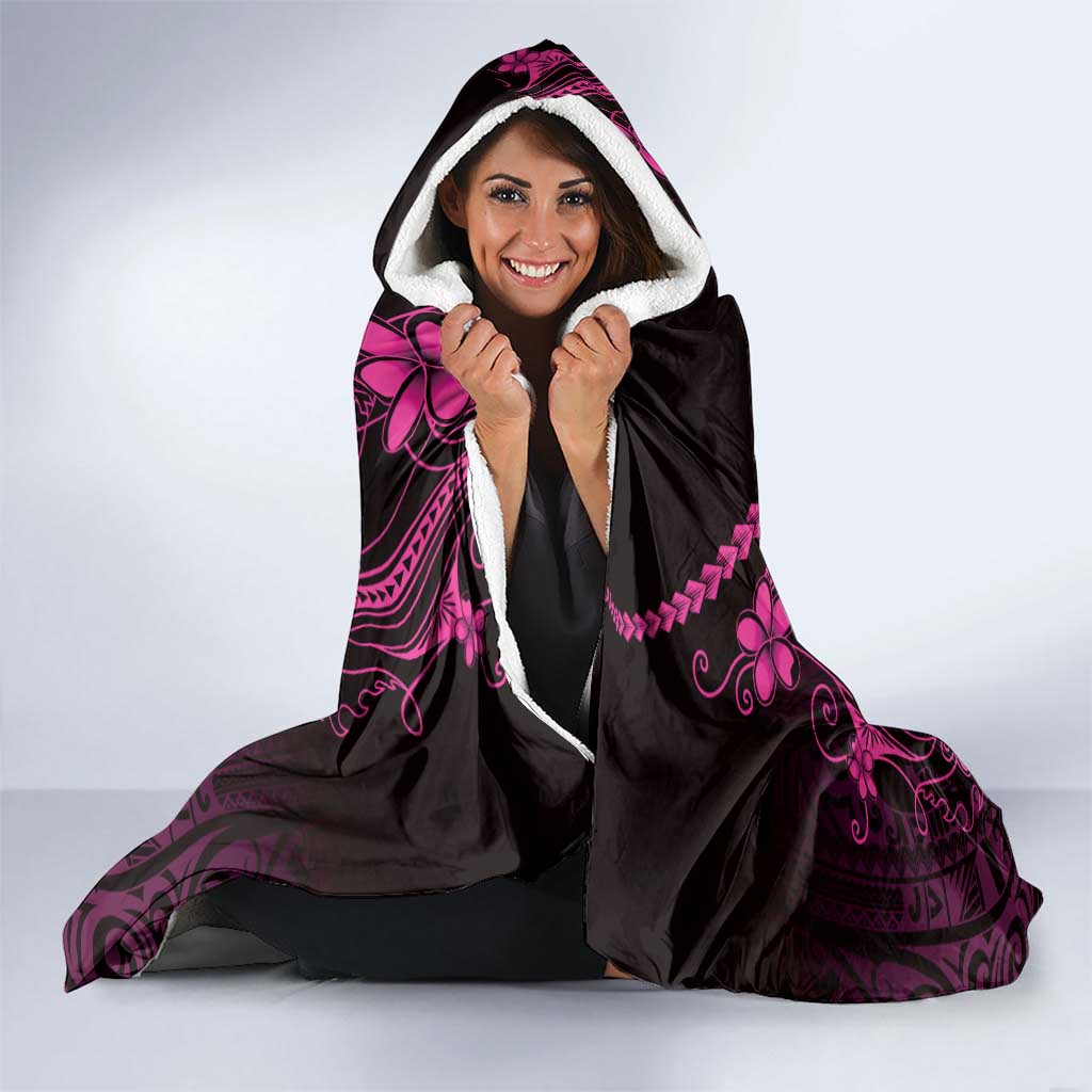 Pink Black Aloha Hawaii Hooded Blanket Polynesian Shark Tattoo With Plumeria LT14 - Polynesian Pride