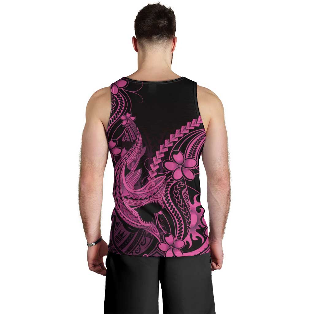Pink Black Aloha Hawaii Men Tank Top Polynesian Shark Tattoo With Plumeria LT14 - Polynesian Pride