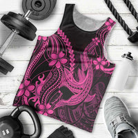 Pink Black Aloha Hawaii Men Tank Top Polynesian Shark Tattoo With Plumeria LT14 - Polynesian Pride