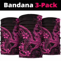 Pink Black Aloha Hawaii Neck Gaiter Polynesian Shark Tattoo With Plumeria - Polynesian Pride