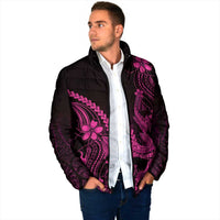 Pink Black Aloha Hawaii Padded Jacket Polynesian Shark Tattoo With Plumeria LT14 - Polynesian Pride