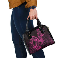 Pink Black Aloha Hawaii Shoulder Handbag Polynesian Shark Tattoo With Plumeria LT14 - Polynesian Pride