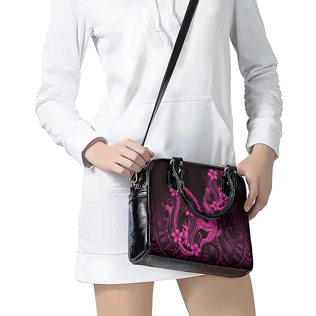 Pink Black Aloha Hawaii Shoulder Handbag Polynesian Shark Tattoo With Plumeria LT14 - Polynesian Pride