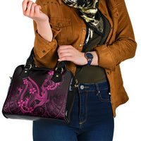 Pink Black Aloha Hawaii Shoulder Handbag Polynesian Shark Tattoo With Plumeria LT14 - Polynesian Pride