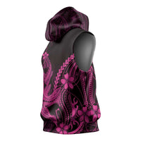 Pink Black Aloha Hawaii Sleeveless Hoodie Polynesian Shark Tattoo With Plumeria LT14 - Polynesian Pride