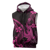 Pink Black Aloha Hawaii Sleeveless Zip Hoodie Polynesian Shark Tattoo With Plumeria LT14 Pink - Polynesian Pride
