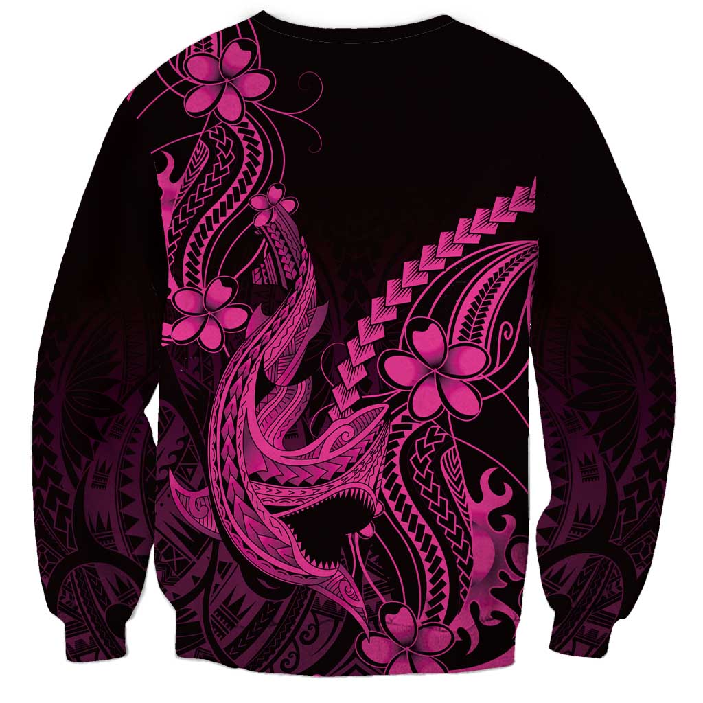 Pink Black Aloha Hawaii Sweatshirt Polynesian Shark Tattoo With Plumeria LT14 - Polynesian Pride