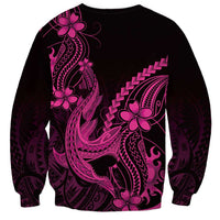 Pink Black Aloha Hawaii Sweatshirt Polynesian Shark Tattoo With Plumeria LT14 - Polynesian Pride