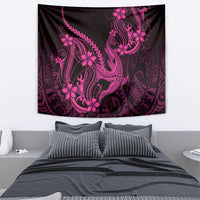 Pink Black Aloha Hawaii Tapestry Polynesian Shark Tattoo With Plumeria - Polynesian Pride