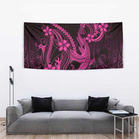 Pink Black Aloha Hawaii Tapestry Polynesian Shark Tattoo With Plumeria - Polynesian Pride