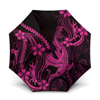 Pink Black Aloha Hawaii Umbrella Polynesian Shark Tattoo With Plumeria LT14 One Size Folded 11.42 inch Opened Diameter 37.4 inch Pink - Polynesian Pride
