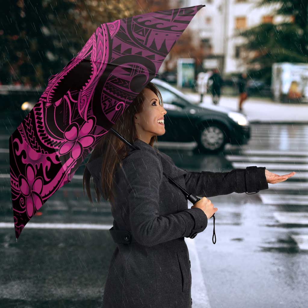 Pink Black Aloha Hawaii Umbrella Polynesian Shark Tattoo With Plumeria LT14 - Polynesian Pride