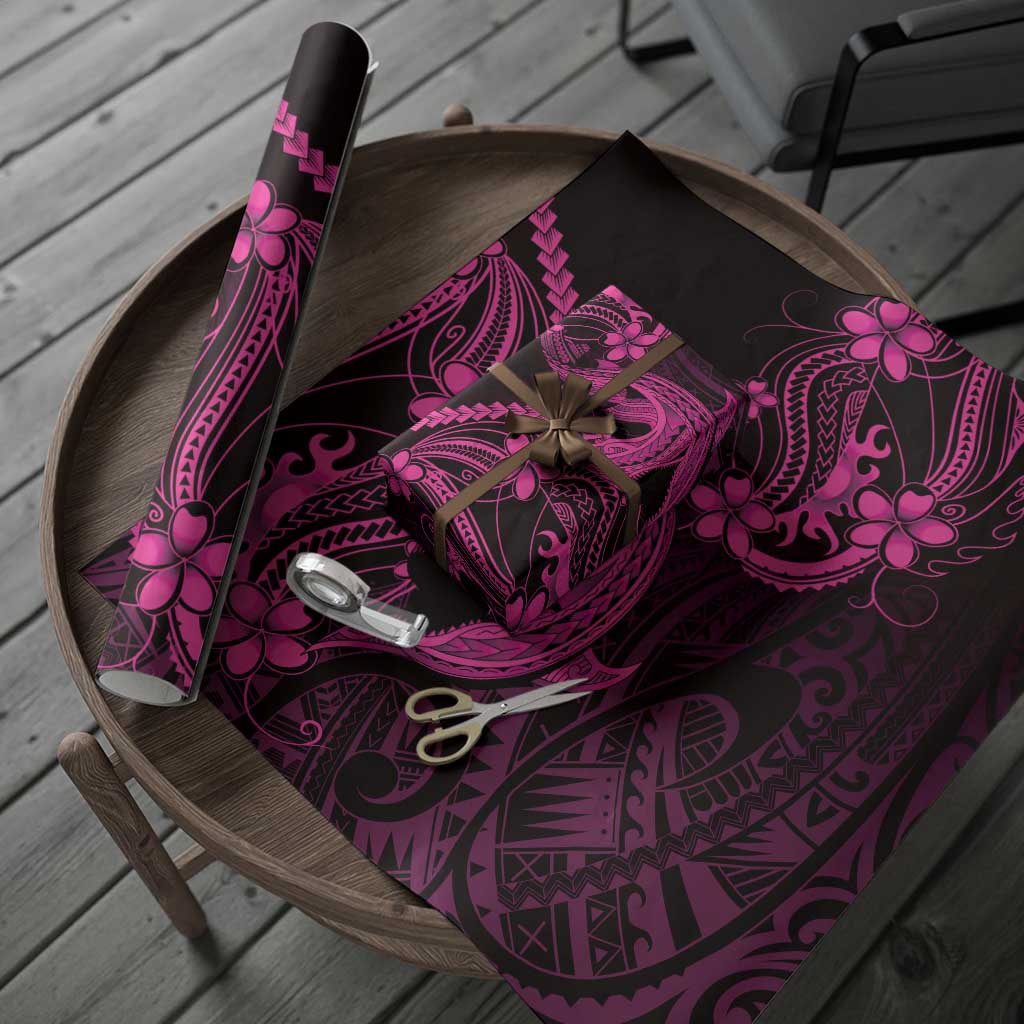 Pink Black Aloha Hawaii Wrapping Paper Polynesian Shark Tattoo With Plumeria LT14 - Polynesian Pride