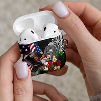 United States and American Samoa AirPods Case USA Flag Eagle With Seal Tropical Flowers LT14 - Polynesian Pride
