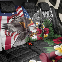 United States and American Samoa Back Car Seat Cover USA Flag Eagle With Seal Tropical Flowers LT14 - Polynesian Pride