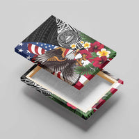United States and American Samoa Canvas Wall Art USA Flag Eagle With Seal Tropical Flowers LT14 - Polynesian Pride