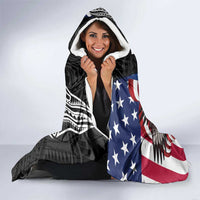 United States and American Samoa Hooded Blanket USA Flag Eagle With Seal Tropical Flowers LT14 - Polynesian Pride