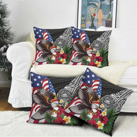 United States and American Samoa Pillow Cover USA Flag Eagle With Seal Tropical Flowers LT14 - Polynesian Pride
